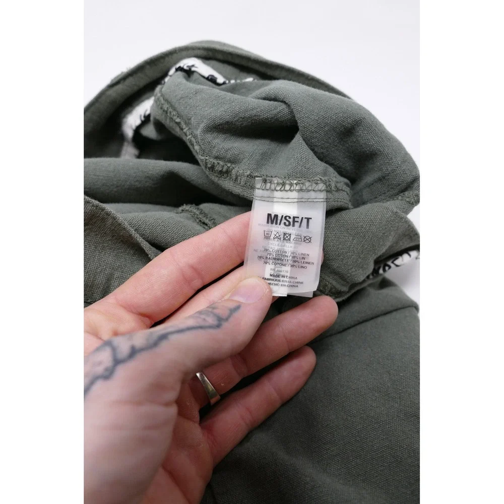 M/SF/T Mad‎ Minds Utility Pants Mens M Olive Green Cotton Linen Blend Casual